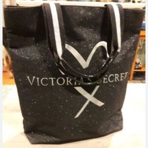 NWT Victoria’s Secret black and silver sparkly tote bag